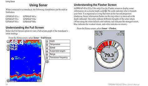 Using sonar, Understanding the full screen, Understanding the flasher