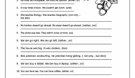 using commas with coordinating conjunctions worksheet