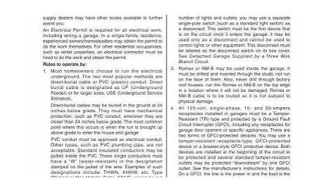 Residential Detached Garage Wiring Information Sheet