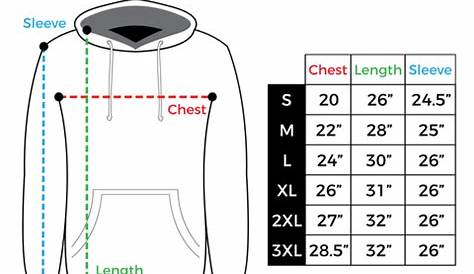 Size Chart For Hoodies