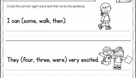 Sight Word Sentence Writing (First Grade) | Writing worksheets kindergarten, Sight word