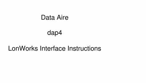 DATA AIRE LONWORKS DAP4 INSTRUCTIONS MANUAL Pdf Download | ManualsLib