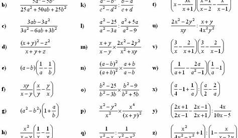 Math Exercises & Math Problems: Algebraic Fractions