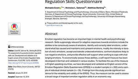 (PDF) The assessment of successful emotion regulation skills use