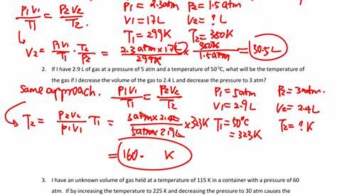 the gas laws worksheet