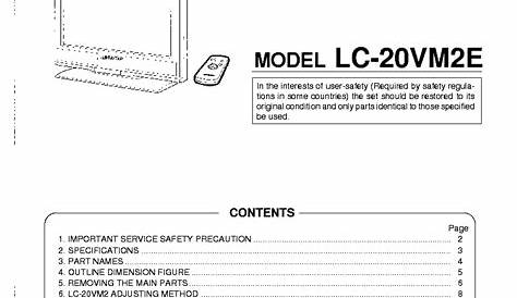 SHARP LC-20VM2E Service Manual download, schematics, eeprom, repair
