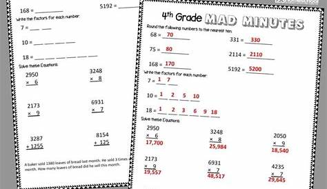 ️ FREE Printable 4th Grade Math Worksheets pdf