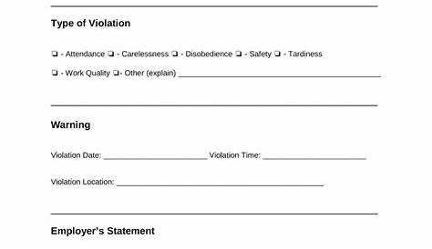 disciplinary action form printable
