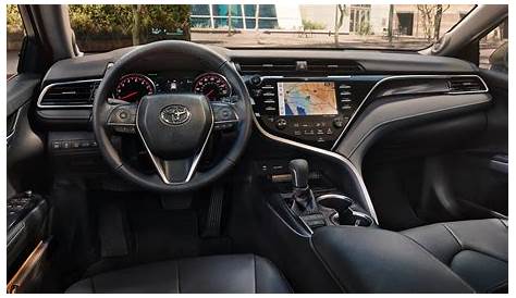 Interior of the 2018 Camry in Black Leather Trim