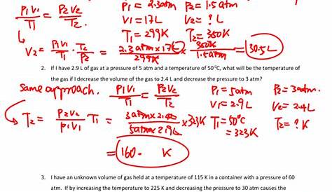 mixed gas law worksheet answers