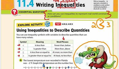 Lesson 11.4 - Writing Inequalities | Math, 6th Grade Math, Numbers and