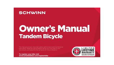 Schwinn Bicycles Tandem Bicycle Owner manual | Manualzz