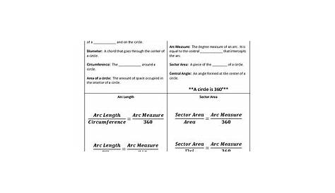 Geometry Worksheet: Arc Length and Sector Area by My Geometry World