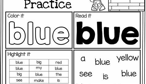 Kindergarten Sight Words: Worksheets For Learning And Practice – Style