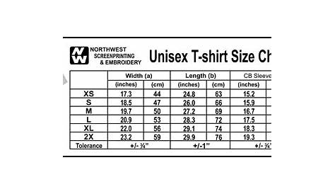 T-shirt Size Chart – nwt-shirts.com Blog