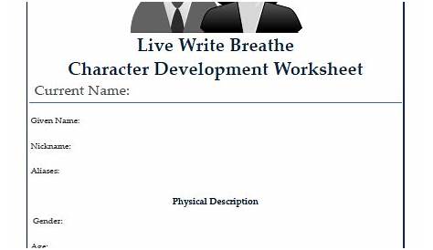 Character Development Worksheet (Free Printable)