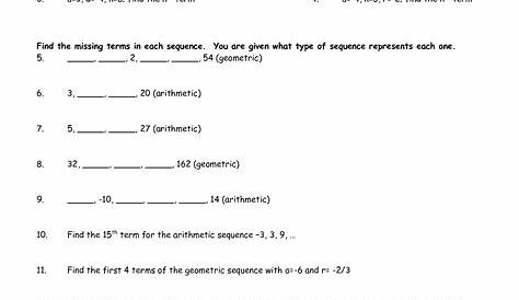 7 Best Images of Algebra Worksheets Sequences And Series / worksheeto.com