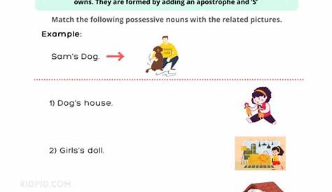Possessive Nouns Printable Worksheets for Grade 1 - Kidpid