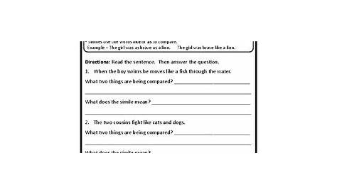 All Similes Worksheets Similes Practice Language Arts Similes Activities