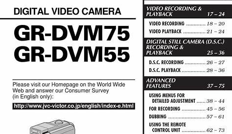 JVC GR-DVM55 INSTRUCTIONS MANUAL Pdf Download | ManualsLib