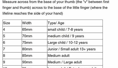 womens glove size chart