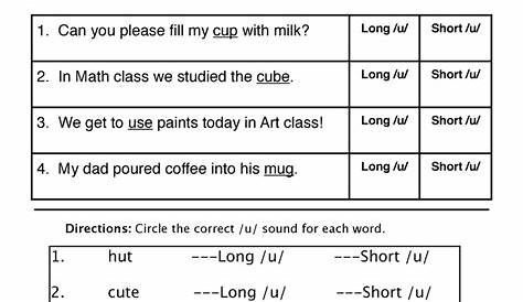 Short and Long Vowel U Worksheet - Have Fun Teaching