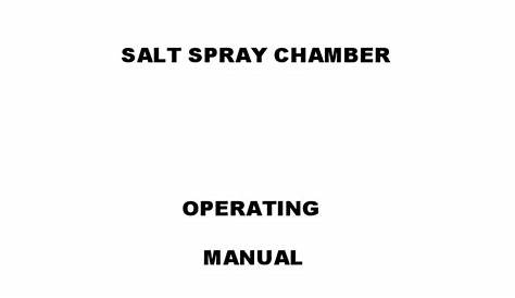 Salt Spray Chamber Operating Manual | Sodium Chloride | Hvac