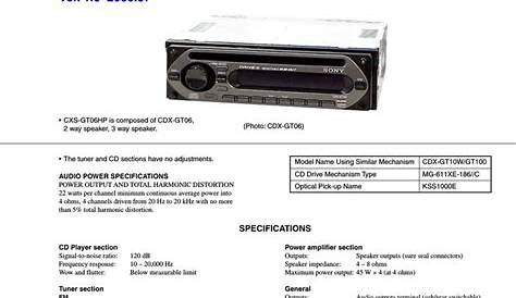 sony cdx gt100 manual