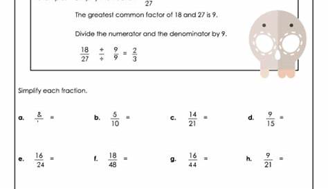 writing fractions in simplest form worksheet