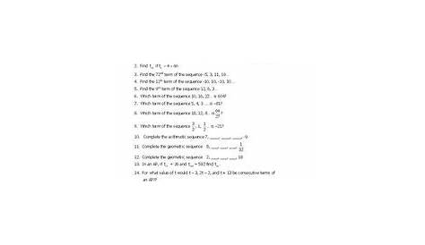 Arithmetic and Geometric Sequences Worksheet for 11th Grade | Lesson Planet