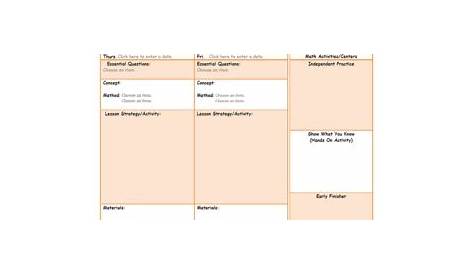 First Grade Math Lesson Plan Template with Common Core Standards and EQ's