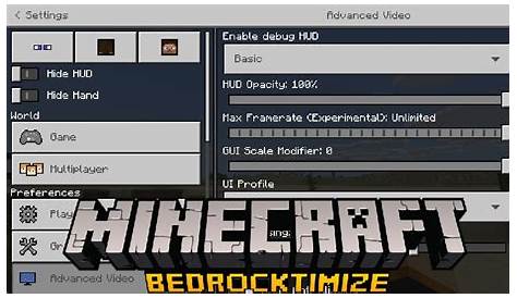 Minecraft Bedrock: Bedrocktimize Addon (ORGANIZED SETTINGS) - YouTube