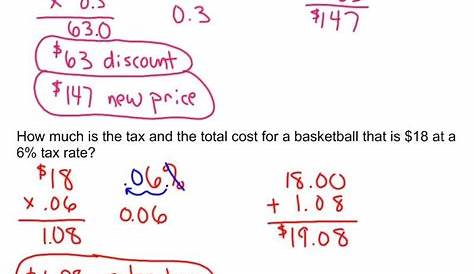 sales tax and discount worksheets