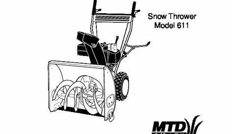 MTD Yard Machines 611 Snow Blower Owners Manual