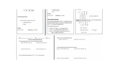 The Remainder Theorem Worksheet Answers - Promotiontablecovers