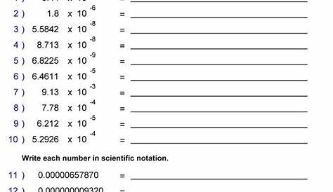 Scientific Notation worksheet 1 – Hoeden at Home