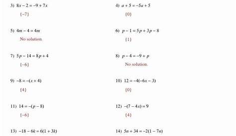multi step equations worksheet answers