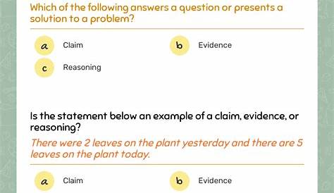 Claim-Evidence-Reasoning | Interactive Worksheet by Tamara Rossi | Wizer.me
