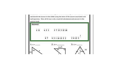 special right triangles 30 60 90 worksheets