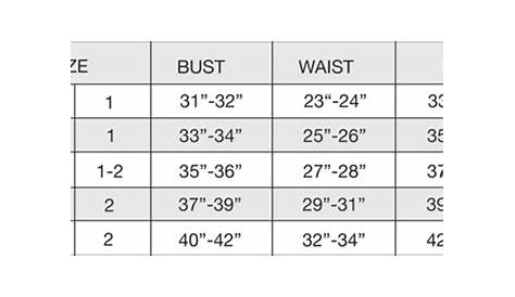 Activewear Size Chart