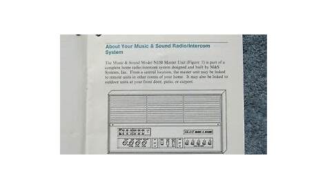 N150 Intercom Owner's Manual - Operating Instructions - M&S Home