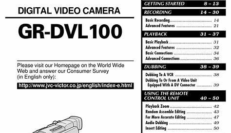 JVC MINI DV NTCS GR-DVL100 INSTRUCTIONS MANUAL Pdf Download | ManualsLib