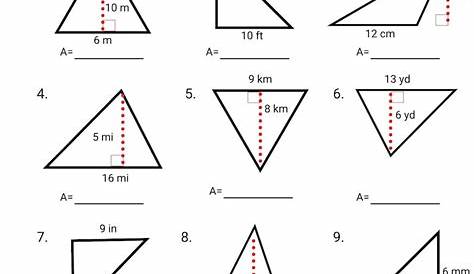 Area of Triangles Worksheet Set 1 - Etsy
