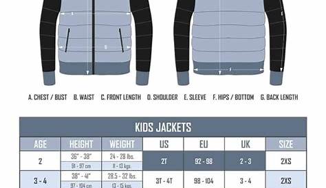 youth jacket size chart