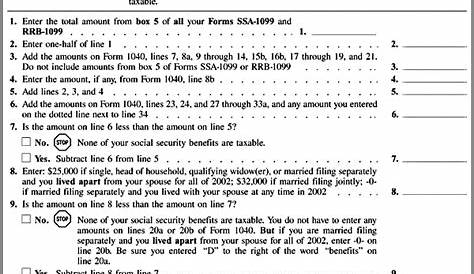 Social Security Taxable Worksheets