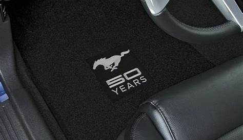 Custom floor and trunk mats with Mustang logos at CARiD - The Mustang