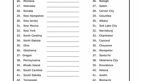 Free Printable States And Capitals Worksheets | Free Printable