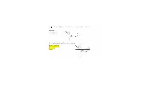 snell's law worksheets answers