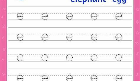 lowercase letter e tracing worksheets