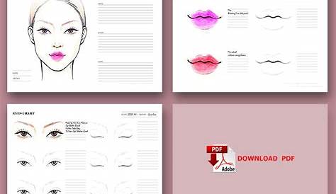 Makeup Face Chart Printable Makeup Practice Sheets Makeover - Etsy